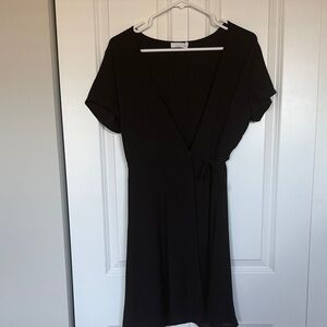 Lush Black Midi Wrap Dress